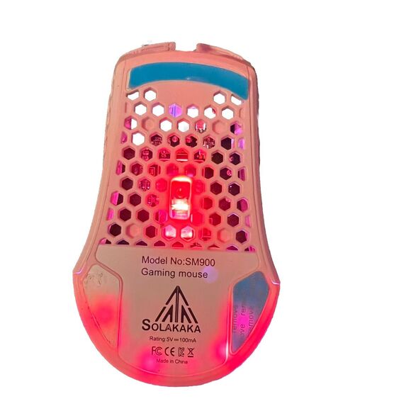 Solakaka SM900 Pink Wired Gaming Mouse With Honeycomb Shell - Picture 3 of 9